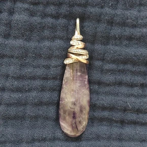 Purple Crystal Amethyst Pendant, With Gold And Rhinestones! Just Gorgeous! - Picture 2 of 3